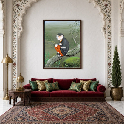 Discover an exquisite portrayal of maternal affection in this Indian miniature art print, featuring for Living Room