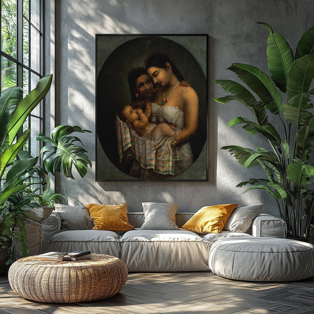 Experience the profound bond of motherhood captured in this exquisite artwork. Featuring a tender for Balcony