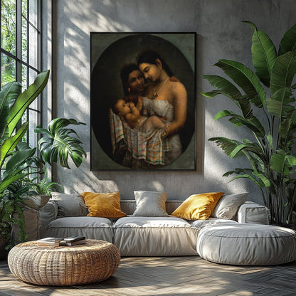 Experience the profound bond of motherhood captured in this exquisite artwork. Featuring a tender for Balcony