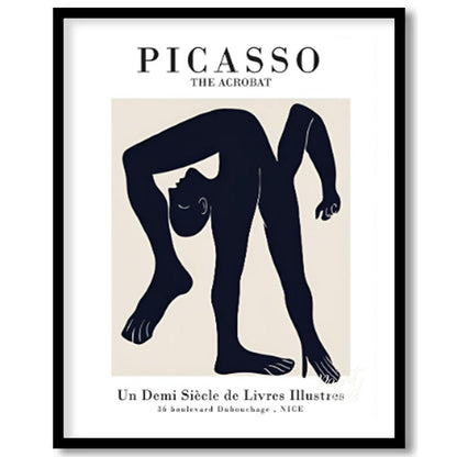 This elegant exhibition poster advertises “PICASSO THE ACROBAT / Un Demi Siècle de Livres Illustres… for room