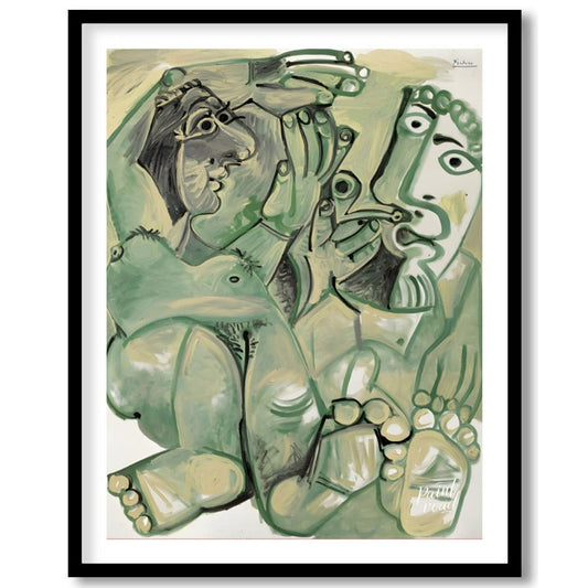 The Artist and His Model Painting available online at Paintroad showing abstract figures art collector and art gallery