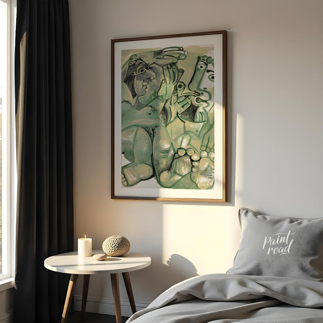 The Artist and His Model Painting available online at Paintroad showing abstract figures art collector and art gallery