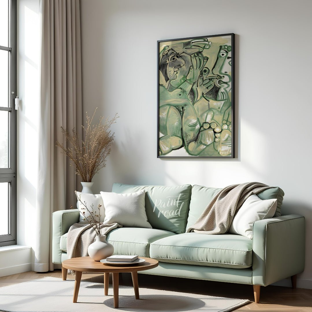 The Artist and His Model Painting available online at Paintroad showing abstract figures art collector and art gallery