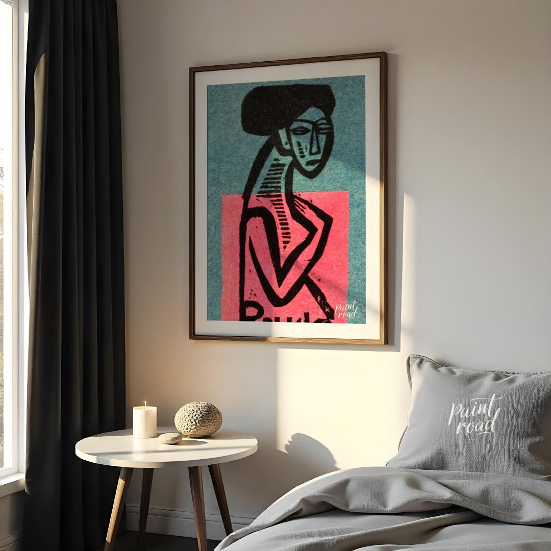 This artwork is a striking woodcut likely associated with the German Expressionist art group “Die B… for bedroom