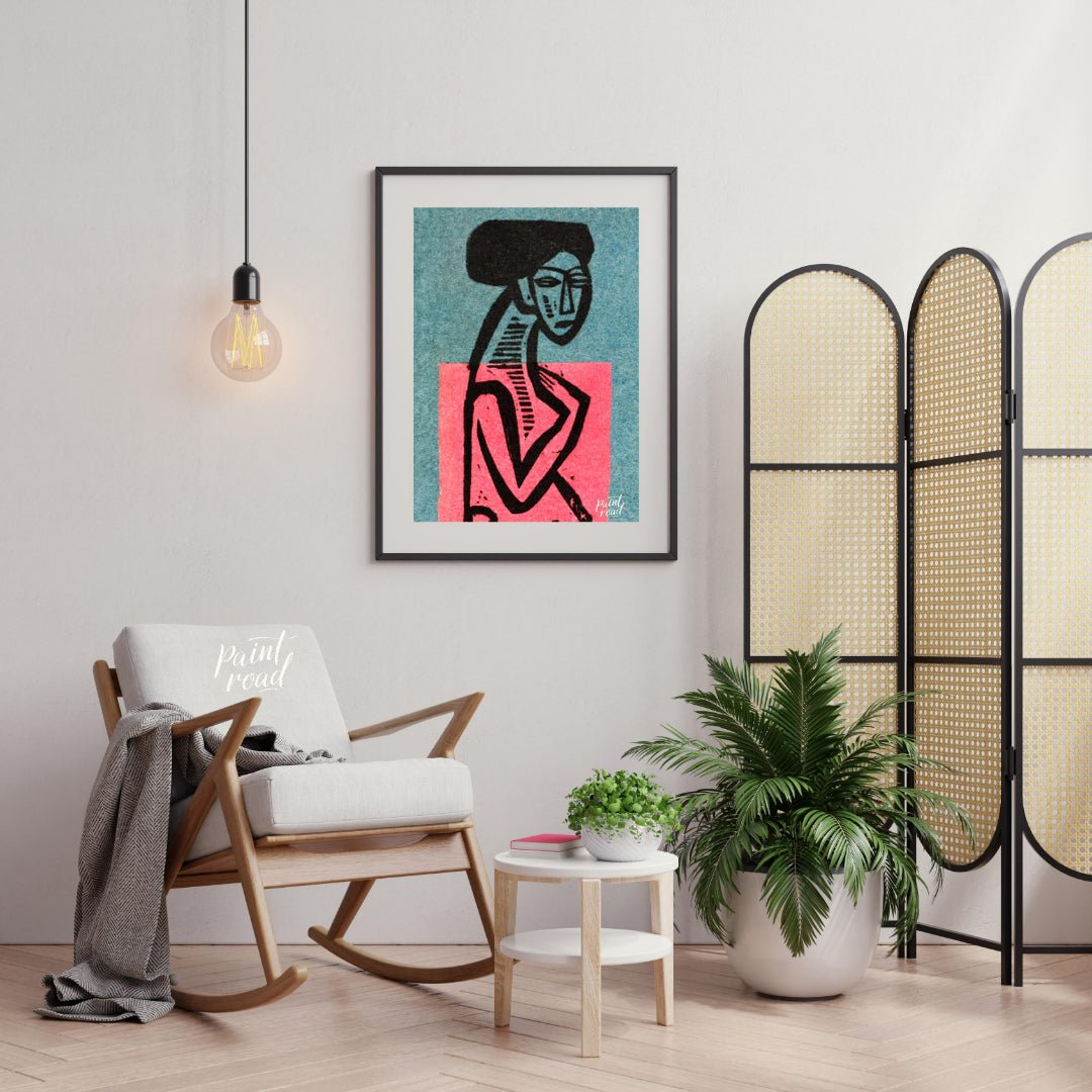 This artwork is a striking woodcut likely associated with the German Expressionist art group “Die B… for living room