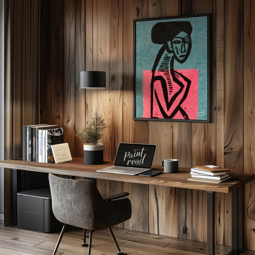 This artwork is a striking woodcut likely associated with the German Expressionist art group “Die B… for office