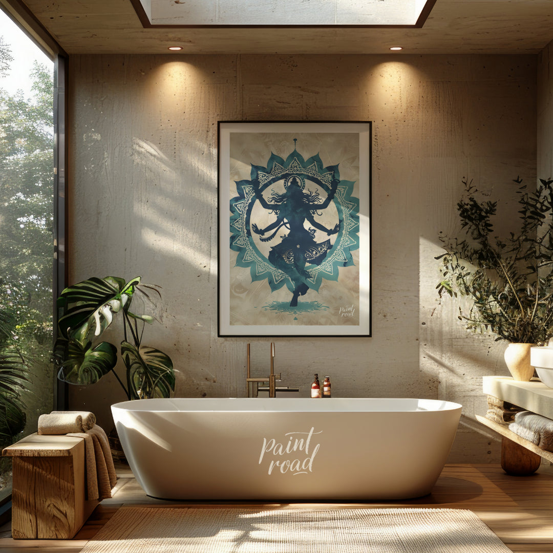 This captivating digital artwork depicts the Hindu god Shiva in his form as Nataraja, the Lord of D… for bathroom