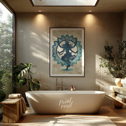 This captivating digital artwork depicts the Hindu god Shiva in his form as Nataraja, the Lord of D… for bathroom