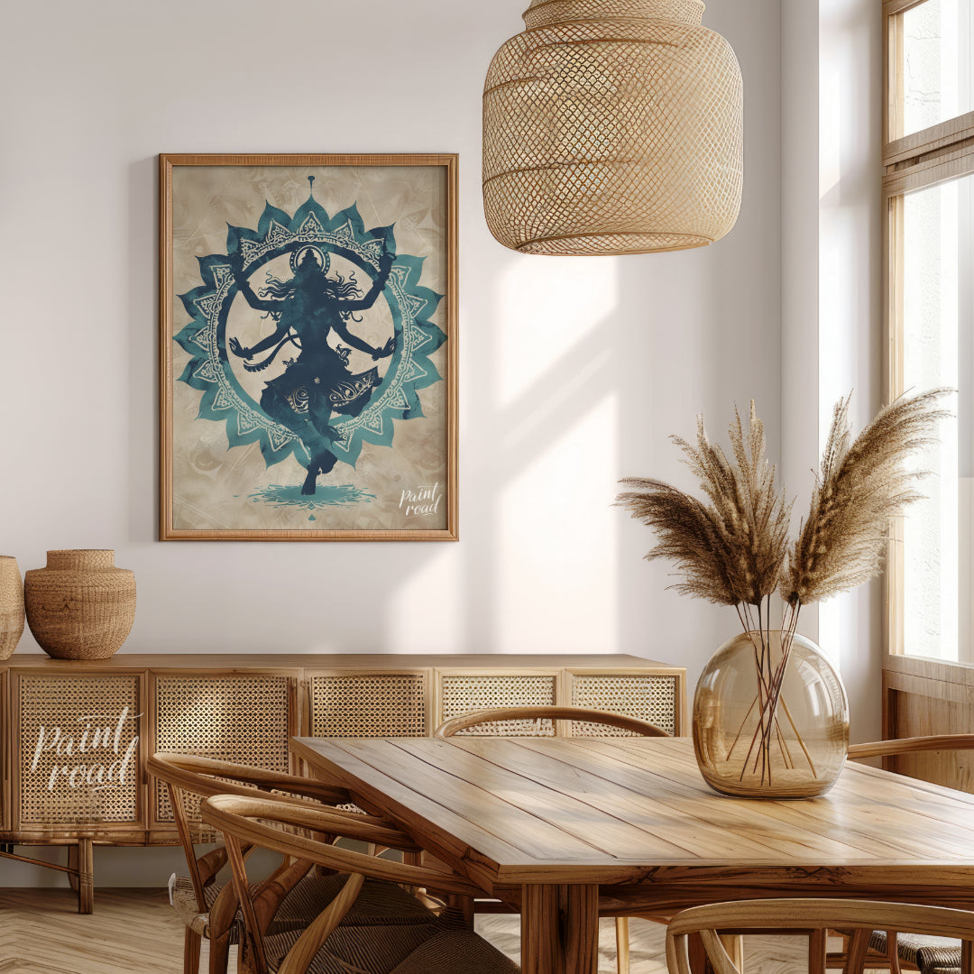This captivating digital artwork depicts the Hindu god Shiva in his form as Nataraja, the Lord of D… for dining room