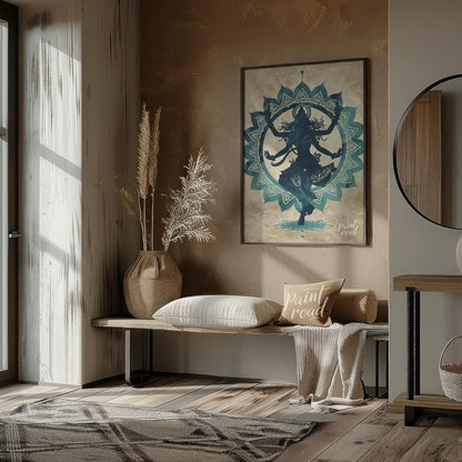 This captivating digital artwork depicts the Hindu god Shiva in his form as Nataraja, the Lord of D… for entryway