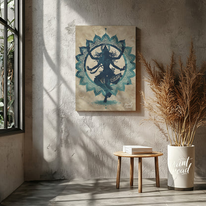 This captivating digital artwork depicts the Hindu god Shiva in his form as Nataraja, the Lord of D… for living room