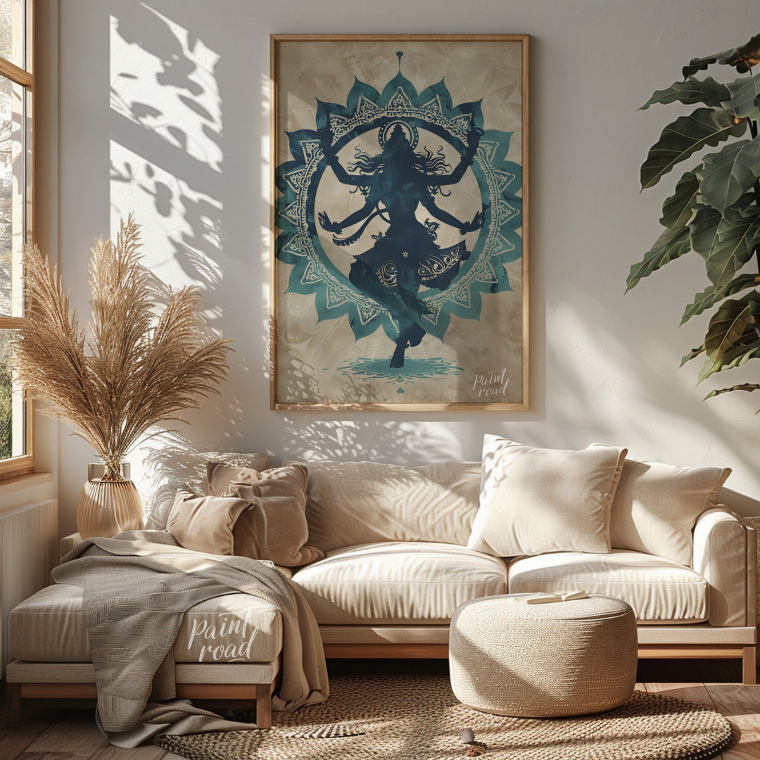 This captivating digital artwork depicts the Hindu god Shiva in his form as Nataraja, the Lord of D… for living room