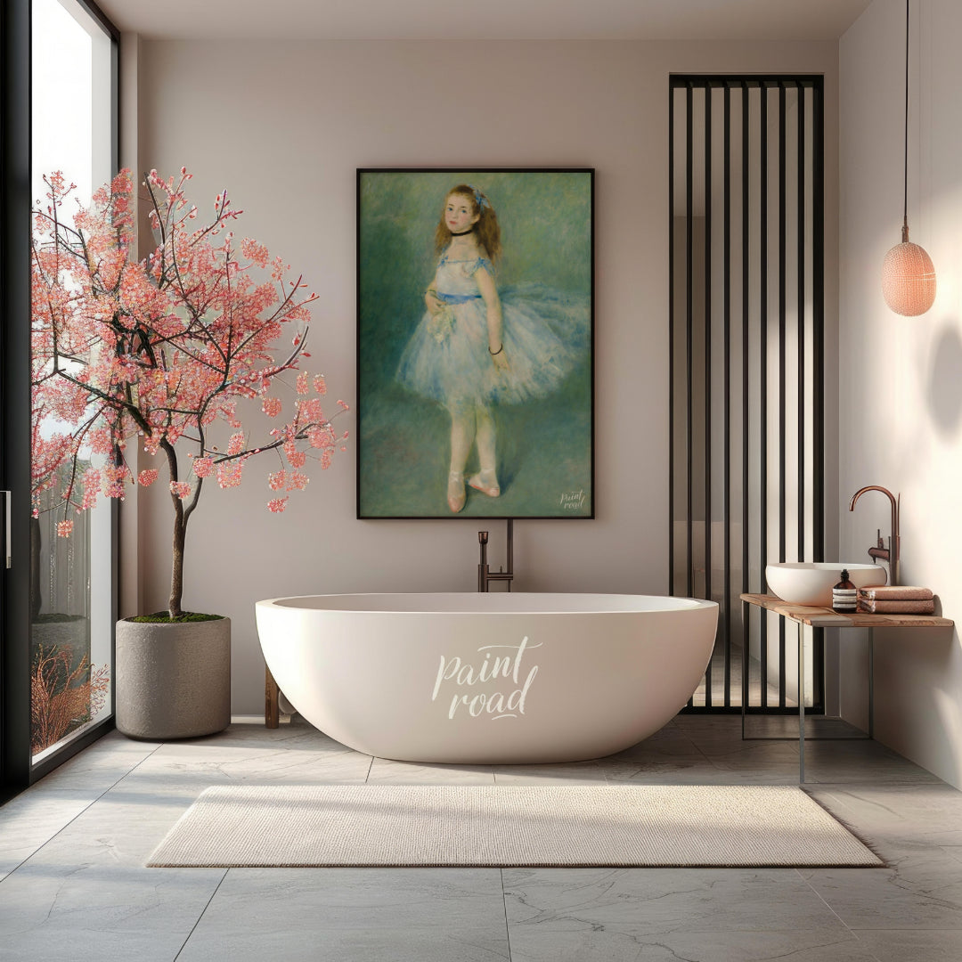 "This painting by Pierre-Auguste Renoir, titled ""The Dancer,"" captures the youthful grace and ele… for bathroom