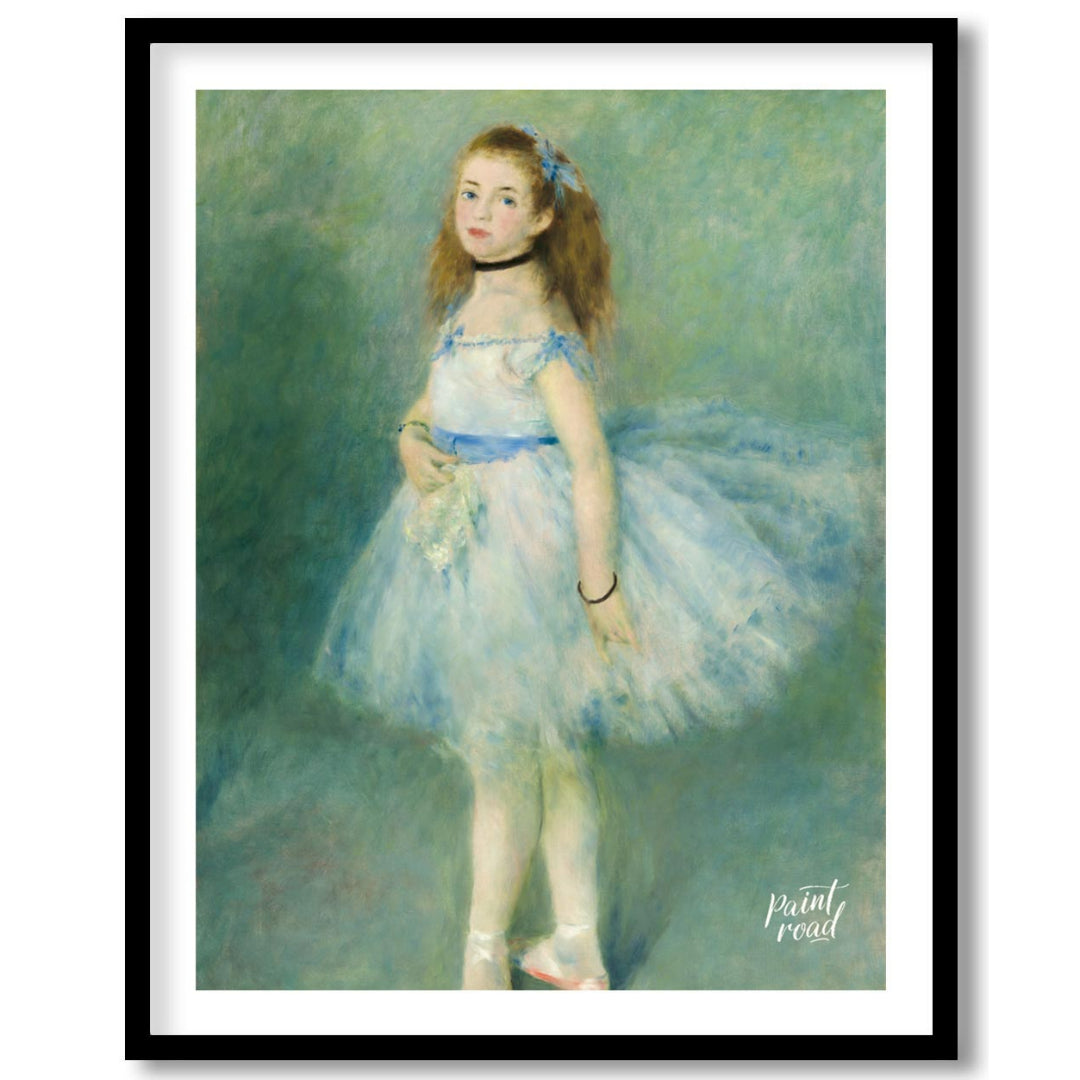 "This painting by Pierre-Auguste Renoir, titled ""The Dancer,"" captures the youthful grace and ele… for place