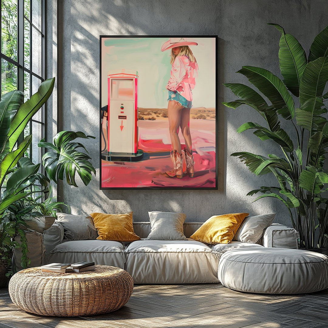 Step into a world of juxtaposition with 'The Desert Cowboy: Neon Dreams.' This artwork captures a for Balcony
