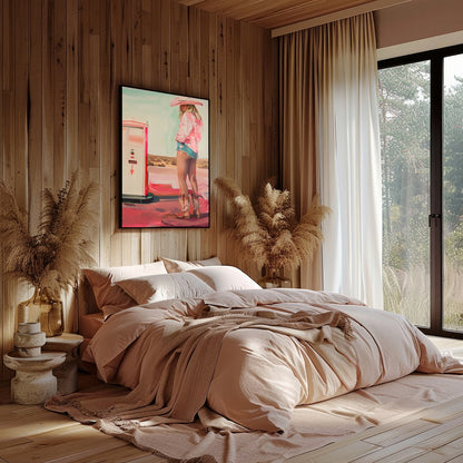 Step into a world of juxtaposition with 'The Desert Cowboy: Neon Dreams.' This artwork captures a for Bedroom
