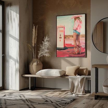 Step into a world of juxtaposition with 'The Desert Cowboy: Neon Dreams.' This artwork captures a for decor
