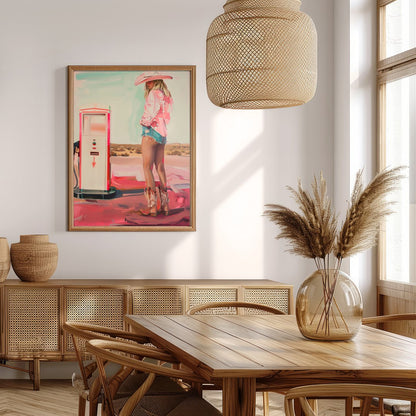 Step into a world of juxtaposition with 'The Desert Cowboy: Neon Dreams.' This artwork captures a for Extra Kitchen
