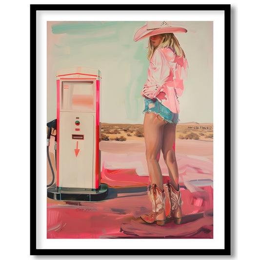Step into a world of juxtaposition with 'The Desert Cowboy: Neon Dreams.' This artwork captures a for place