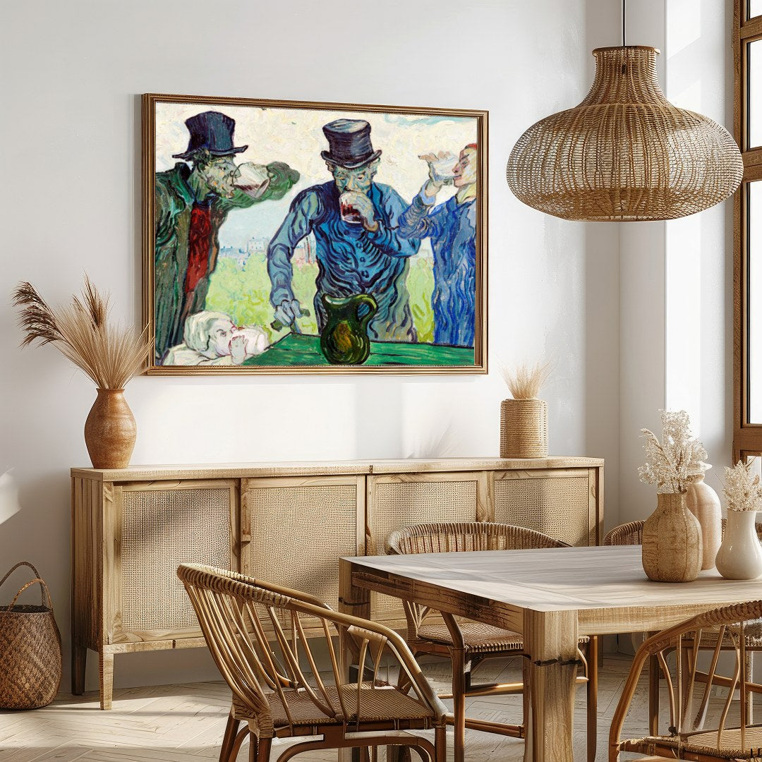 Experience the charm of 'The Drinkers,' a whimsical impressionist piece that captures a lively for Dining