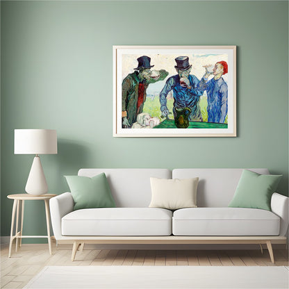 Experience the charm of 'The Drinkers,' a whimsical impressionist piece that captures a lively for Hall