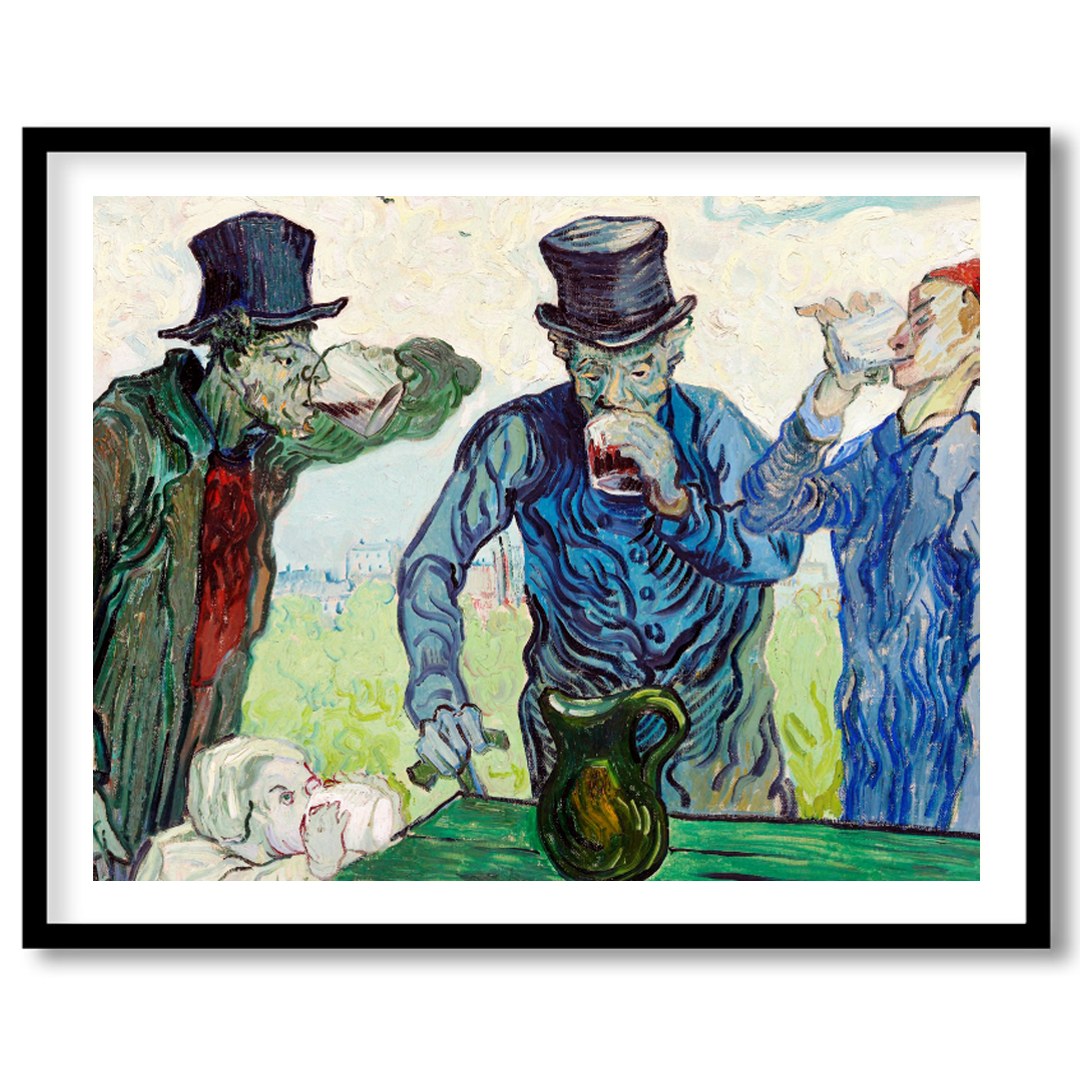 Experience the charm of 'The Drinkers,' a whimsical impressionist piece that captures a lively for living-space
