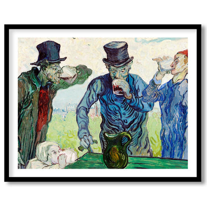 Experience the charm of 'The Drinkers,' a whimsical impressionist piece that captures a lively for living-space