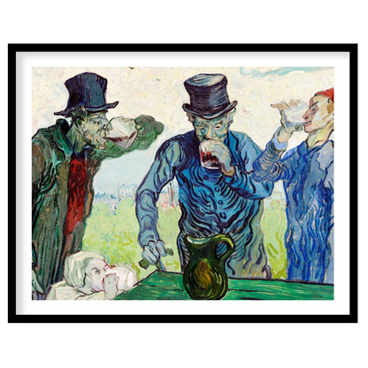 Experience the charm of 'The Drinkers,' a whimsical impressionist piece that captures a lively for living-space