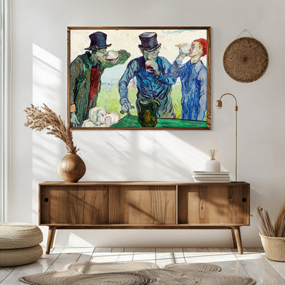 Experience the charm of 'The Drinkers,' a whimsical impressionist piece that captures a lively for Sitting Area