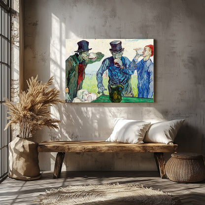 Experience the charm of 'The Drinkers,' a whimsical impressionist piece that captures a lively for Veranda