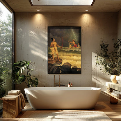 Immerse yourself in a dramatic tableau depicting a pivotal scene from ancient mythology, where for Bathroom