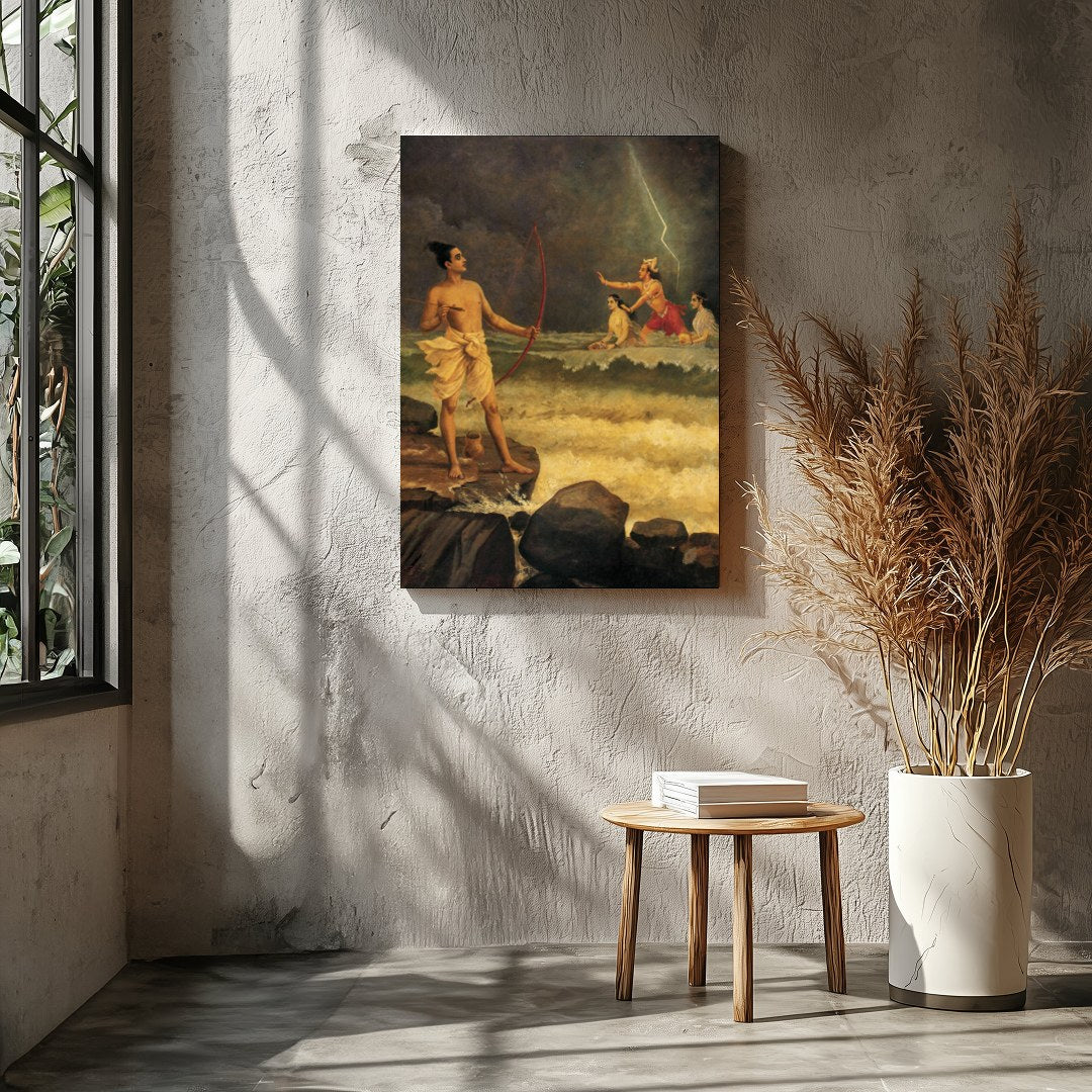 Immerse yourself in a dramatic tableau depicting a pivotal scene from ancient mythology, where for Entrance