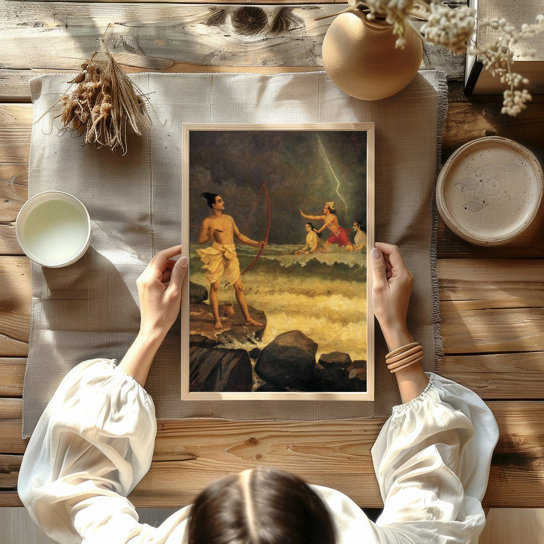Immerse yourself in a dramatic tableau depicting a pivotal scene from ancient mythology, where for Kitchen