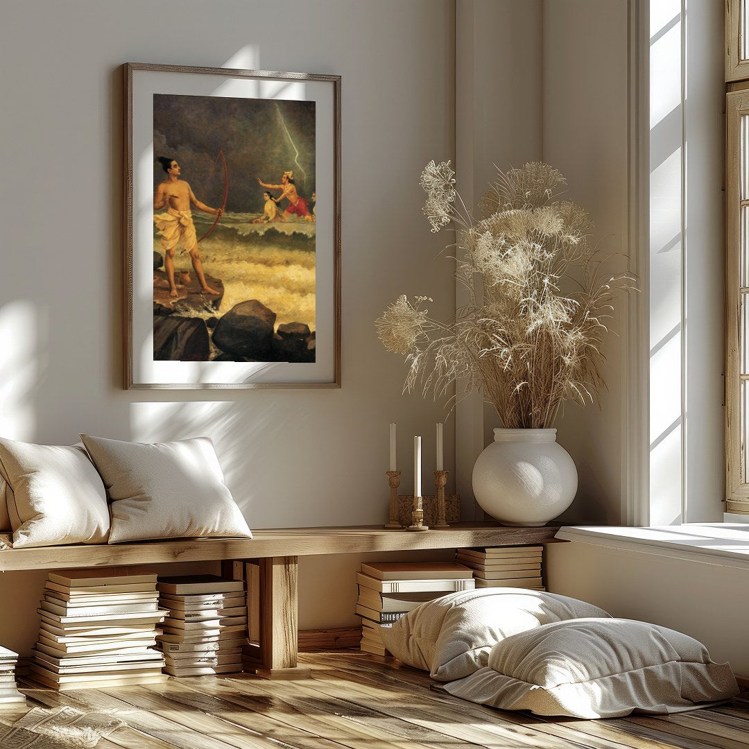 Immerse yourself in a dramatic tableau depicting a pivotal scene from ancient mythology, where for loft