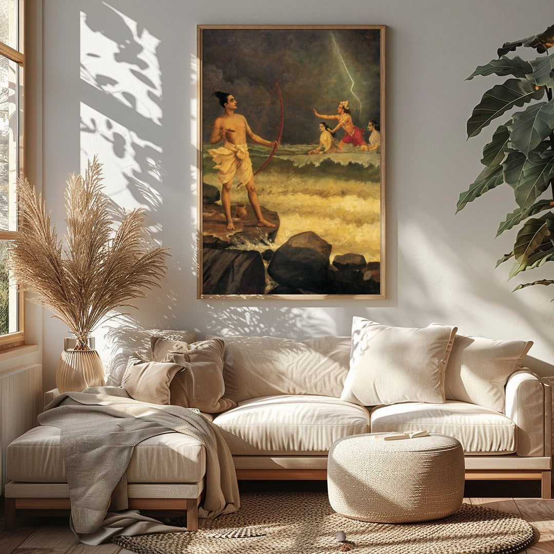 Immerse yourself in a dramatic tableau depicting a pivotal scene from ancient mythology, where for Sitting Area