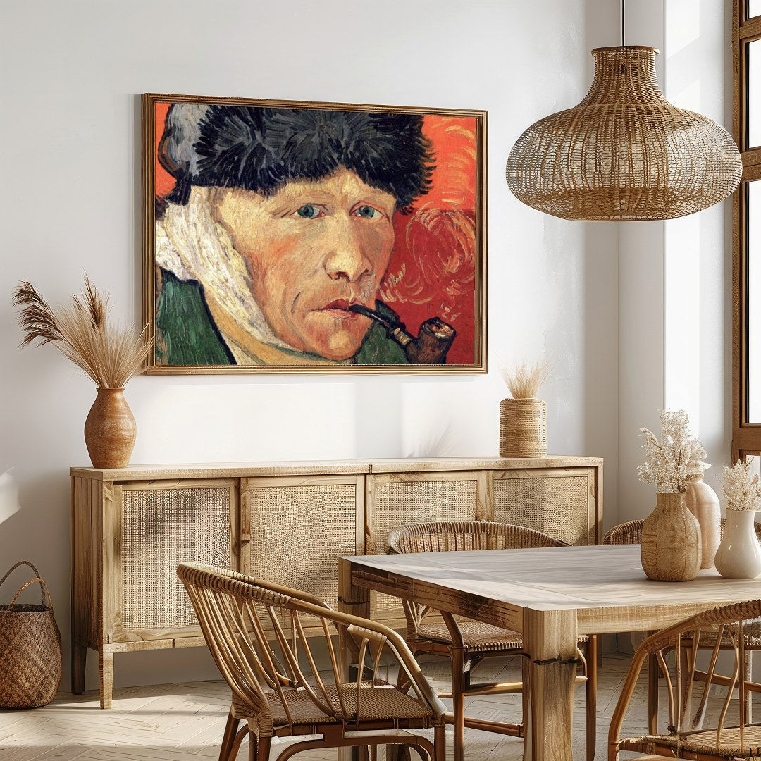 This striking artwork captures the essence of introspection and contemplation. The figure, with for Dining