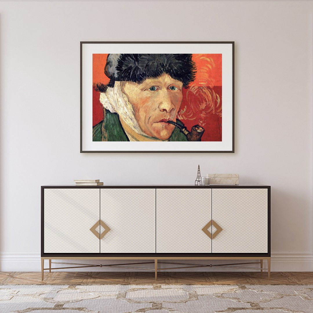 This striking artwork captures the essence of introspection and contemplation. The figure, with for Foyer
