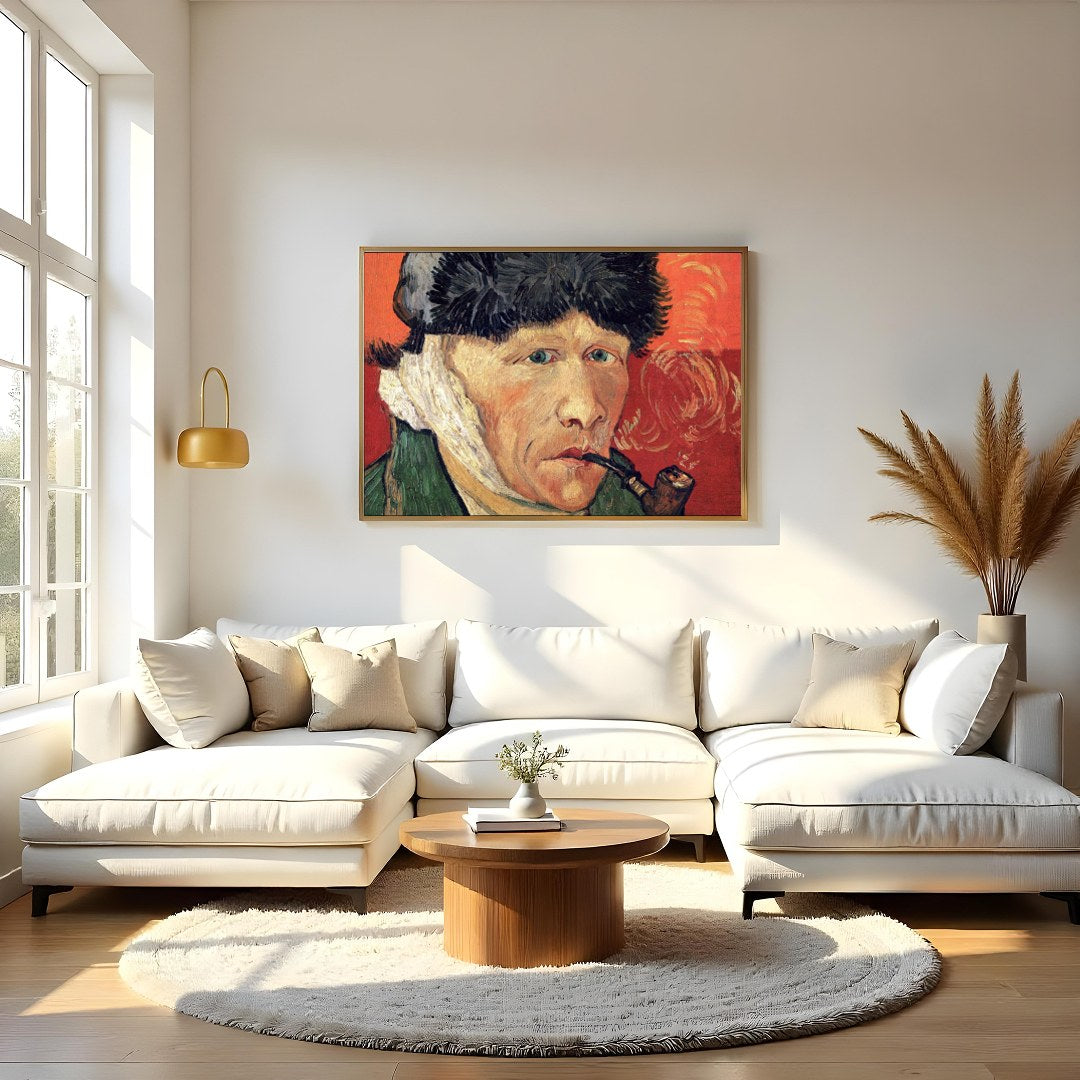 This striking artwork captures the essence of introspection and contemplation. The figure, with for Living Room