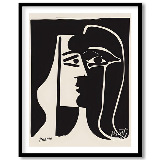 This stark and powerful black and white print, potentially “The Kiss” or a similar emotive work by … for area