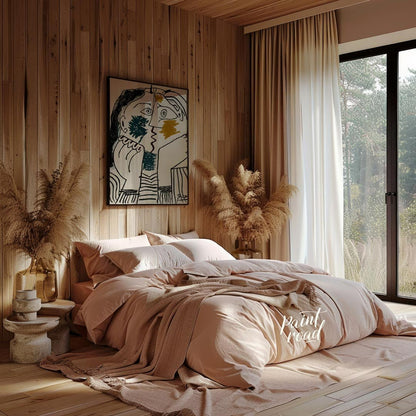 Pablo Picasso’s “The Kiss” (also known as “Le Baiser”) is a captivating and intimate portrayal of e… for bedroom