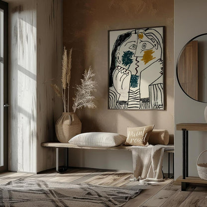 Pablo Picasso’s “The Kiss” (also known as “Le Baiser”) is a captivating and intimate portrayal of e… for entryway