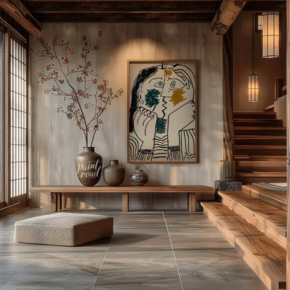 Pablo Picasso’s “The Kiss” (also known as “Le Baiser”) is a captivating and intimate portrayal of e… for entryway