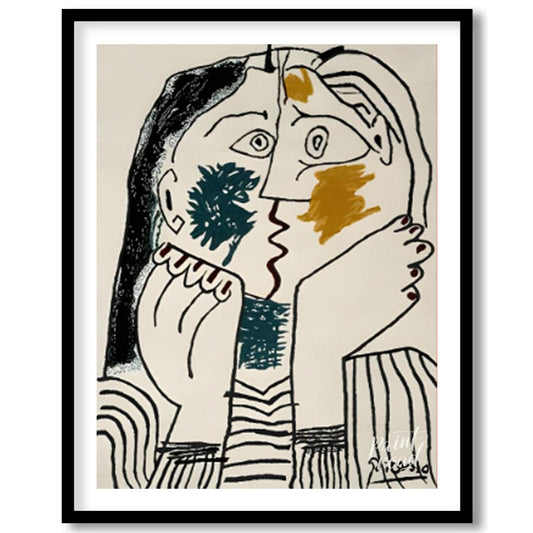 Pablo Picasso’s “The Kiss” (also known as “Le Baiser”) is a captivating and intimate portrayal of e… for room