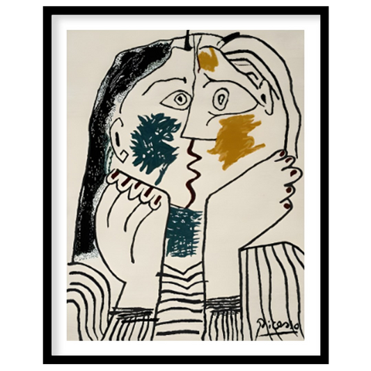 Pablo Picasso’s “The Kiss” (also known as “Le Baiser”) is a captivating and intimate portrayal of e… for room