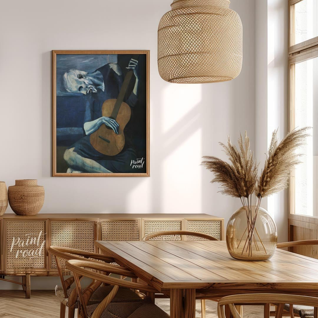 Pablo Picasso’s “The Old Guitarist,” painted between 1903 and 1904, is one of the most iconic and p… for dining room