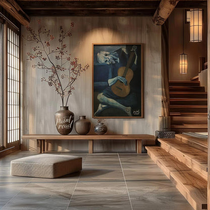 Pablo Picasso’s “The Old Guitarist,” painted between 1903 and 1904, is one of the most iconic and p… for entryway