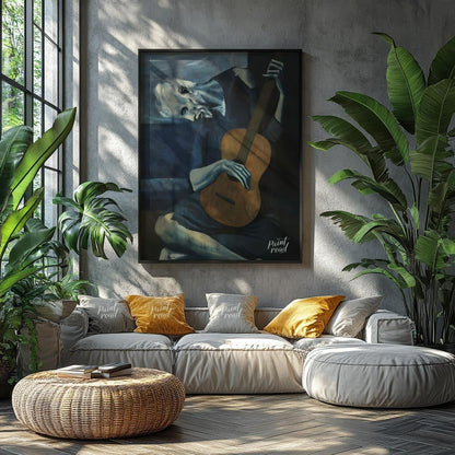 Pablo Picasso’s “The Old Guitarist,” painted between 1903 and 1904, is one of the most iconic and p… for living room