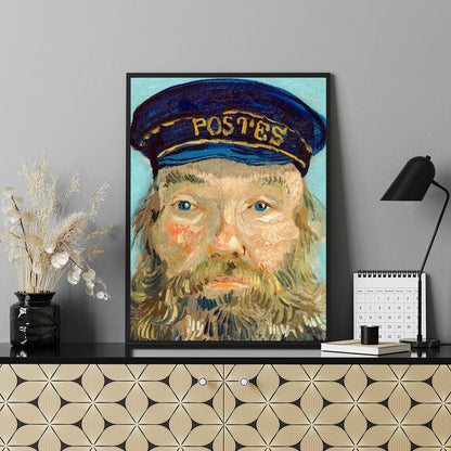 Capture the timeless essence of communication with 'The Postman's Portrait in Blue'. This for Shelf