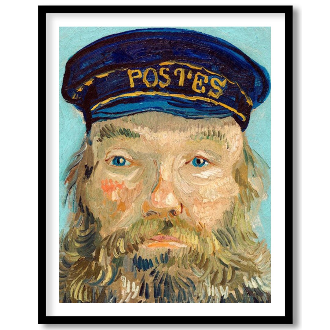 Capture the timeless essence of communication with 'The Postman's Portrait in Blue'. This for space