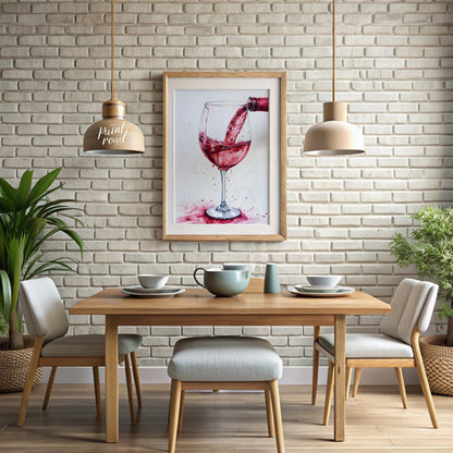 A captivating watercolor painting capturing the dynamic moment of pouring red wine into a crystal g… for dining room